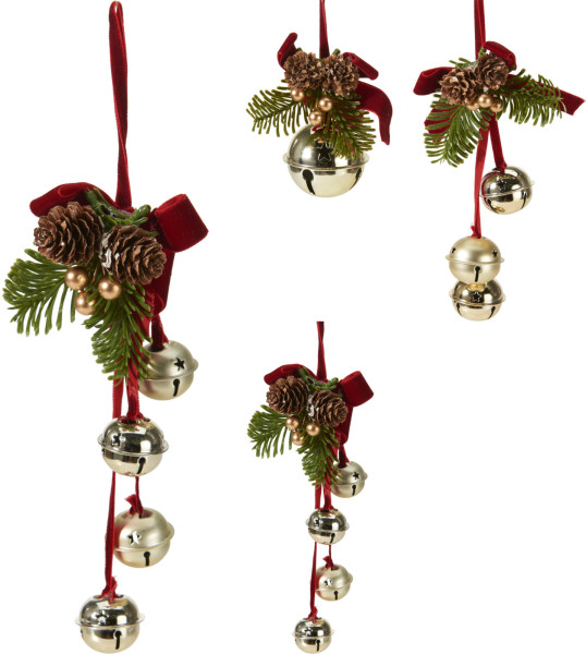 Christbaumschmuck Hänger GLÖCKCHEN in champagner aus Mischgewebe