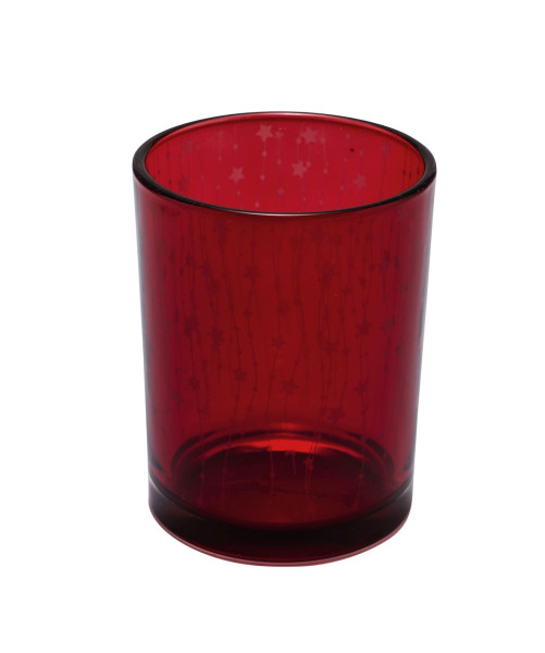 Teelichthalter STERNENGIRLANDE in rot aus Glas