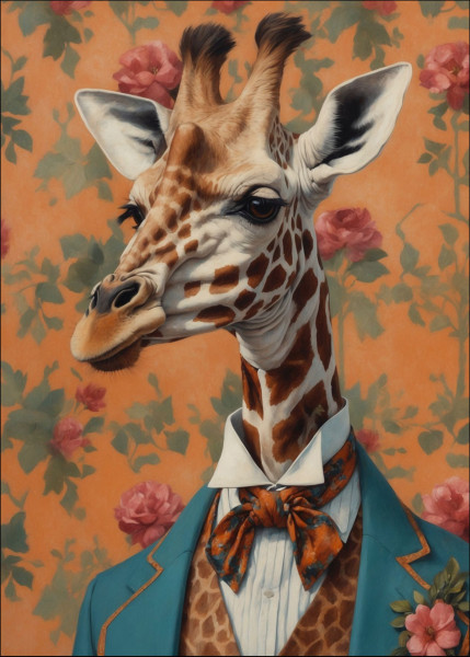 Aludibondbild GIRAFFE IN SUIT in mehrfarbig aus Metall