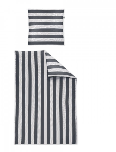 Bettwäsche TAPE Mako-Satin in graphit aus Baumwolle