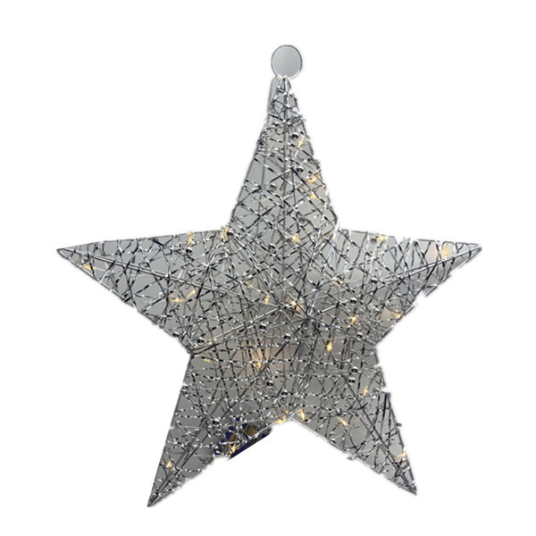 Christbaumschmuck Hänger LED Stern in silberfarben aus Metall