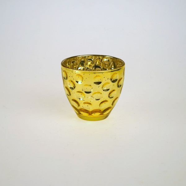Teelichthalter STEVEN in goldfarben aus Glas