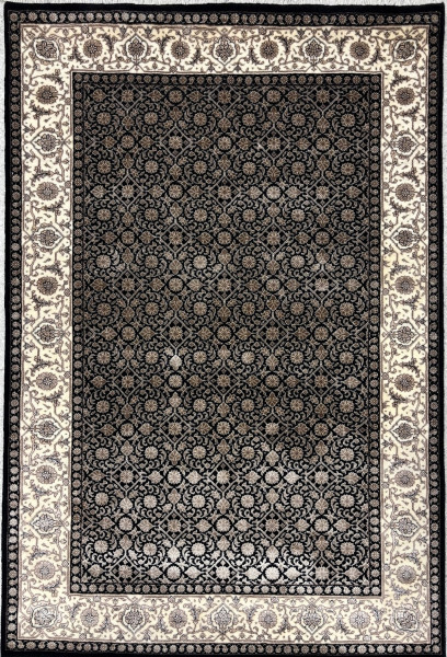 Teppich Herati black/beige in mehrfarbig aus Schurwolle