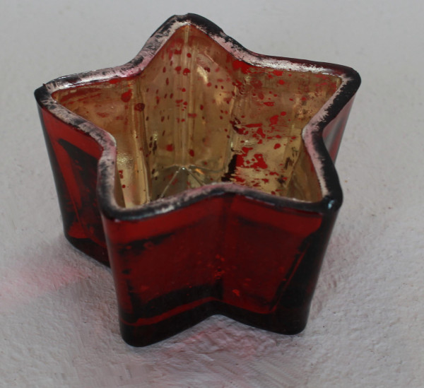 Teelichthalter STERN in rot aus Glas