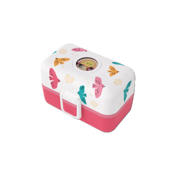 Lunchbox BIRDS in pink aus Kunststoff