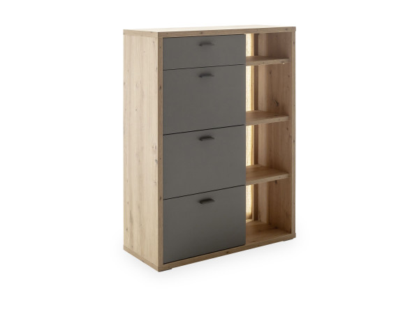 Kommode LIZZANO in grau aus Balkeneiche