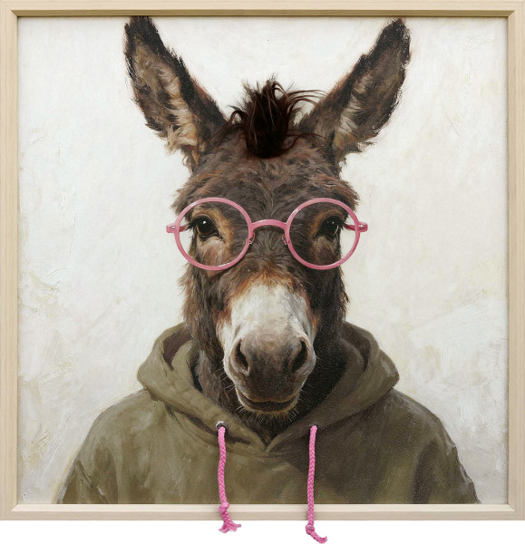 Leinwandbild SMARTER DONKEY in beige aus Holz