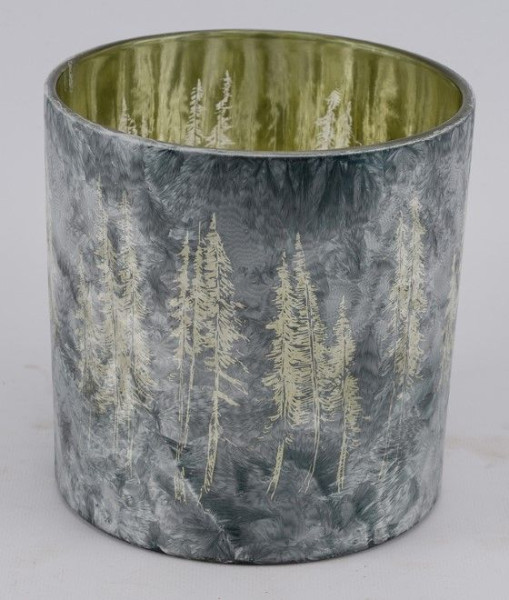Teelichthalter Tanne in grau aus Glas