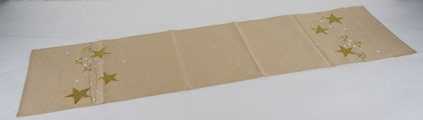 Tischläufer Sterne in beige aus Polyester