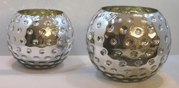 Vase SILVER GOLFBALL in silberfarben aus Glas