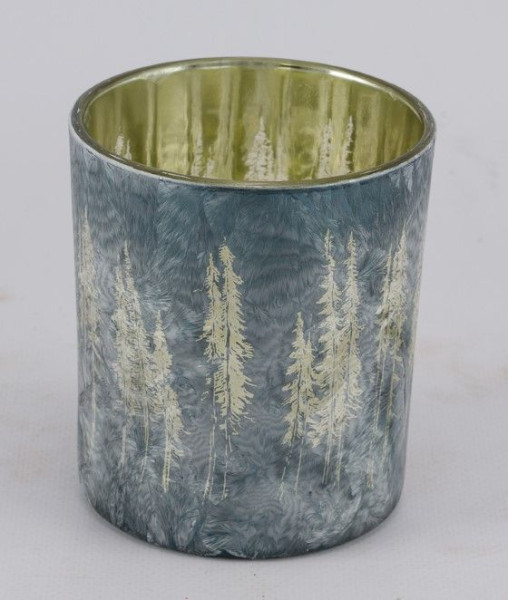 Teelichthalter Tanne in grau aus Glas