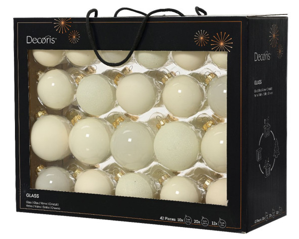 Weihnachtskugel-Box MAXI WOLLWEISS in wollweiss aus Glas