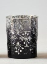 Teelichthalter FLOWER CUT in Smoke aus Glas