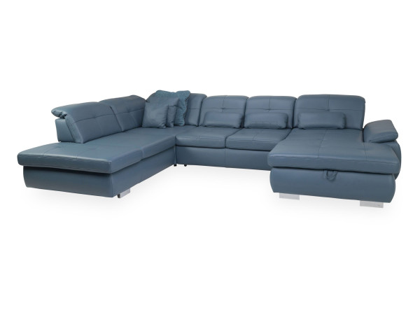 Polsterecke MINERVA in blau aus Leder