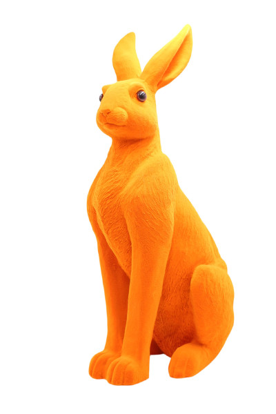 Hase FLOCKY in orange aus Polyresin