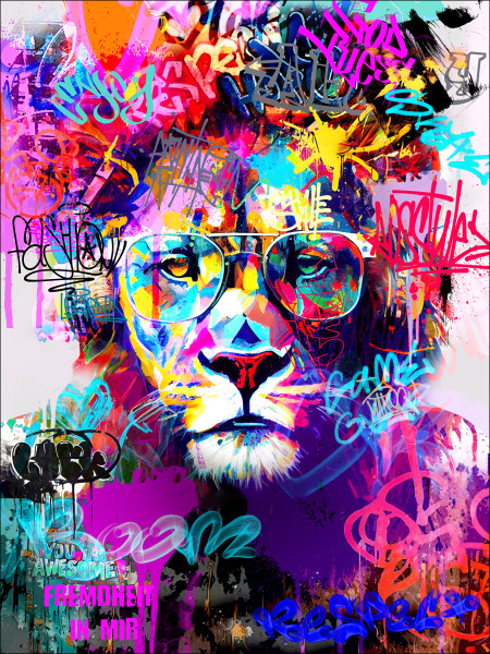 Glasbild GRAFFITI LION