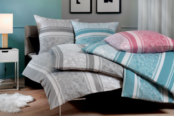 Bettwäsche DANA Flanell in grau aus Baumwolle