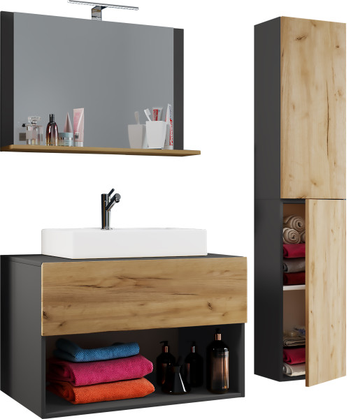 Badezimmerset LENDAS in  Anthrazit aus Dekor