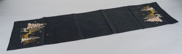 Tischläufer Tanne/Hirsch in anthrazit aus Polyester