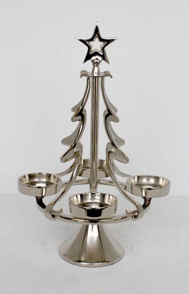 Kerzenhalter BAUM in silberfarben aus Aluminium