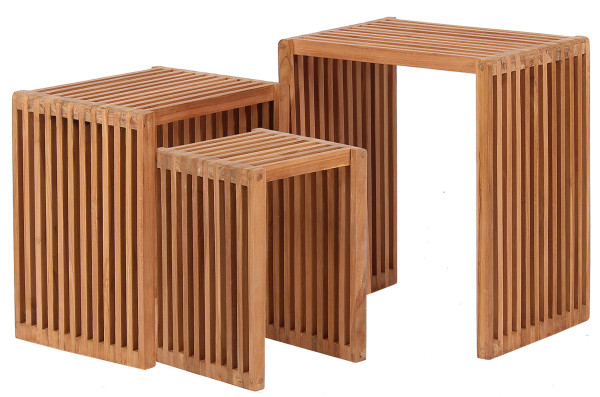 Beistelltisch 3er-Set WOODIE in teak aus Teak