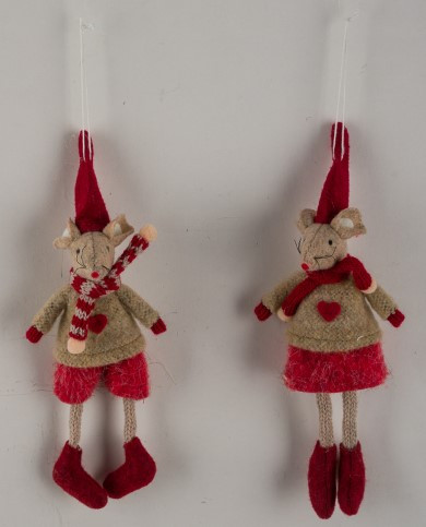 Christbaumschmuck Hänger MAUS in beige aus Stoff