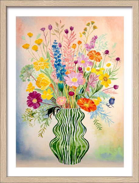 Gerahmtes Bild STILL LIFE in mehrfarbig aus Glas satiniert