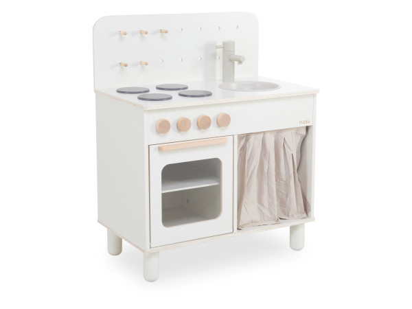 Kinderküche FLEXA KITCHEN in creme aus Teilmassiv