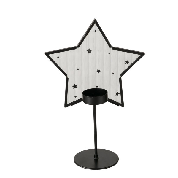 Teelichthalter STANNY in schwarz aus Metall