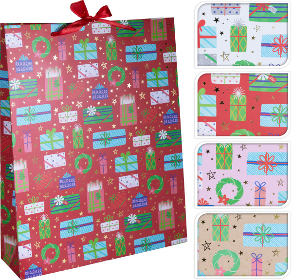 Geschenktasche GESCHENKE in mehrfarbig aus Papier