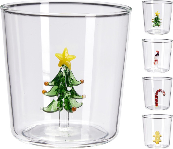 Trinkglas XMAS in klar aus Glas