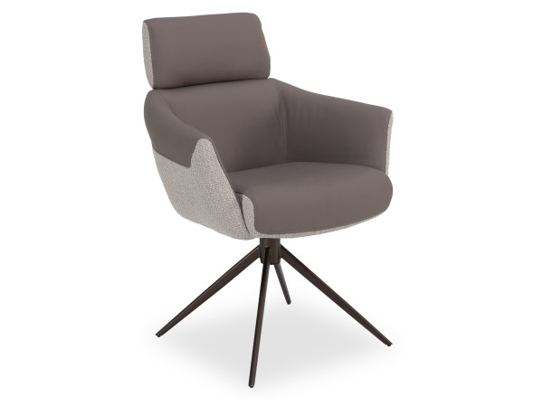 Armlehnenstuhl HARPER DUNDEE in beige aus Leder/Stoff