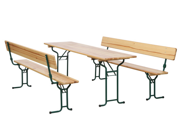 Festzeltgarnitur 3 tlg. in beige aus Holz