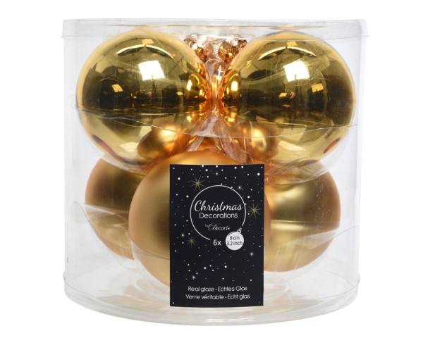 Weihnachtskugel-Box HELL GOLD in goldfarben aus Glas