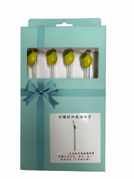 Trinkhalm-Set LEMON aus Glas