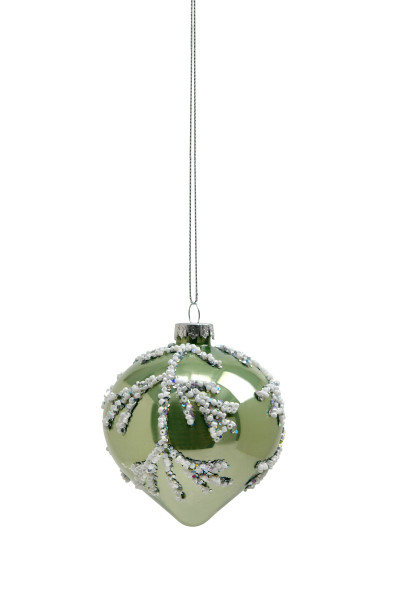 Weihnachtskugel Zwiebel PEARLS in Salbei aus Glas