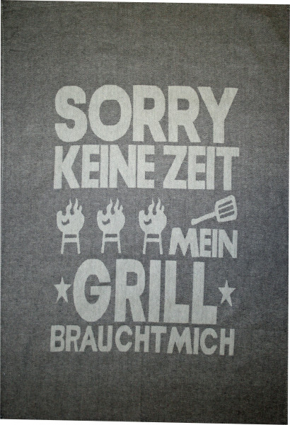 Geschirrtuch SORRY in grau aus Baumwolle