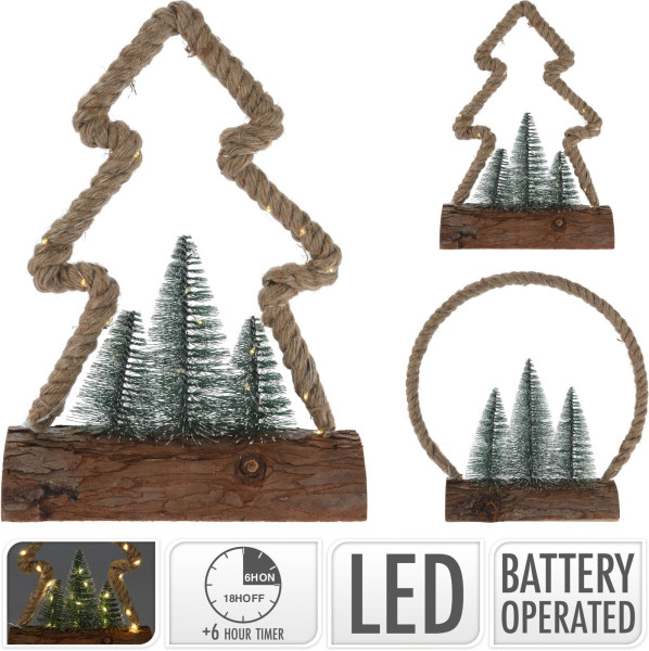 Tischdeko LED Baum/Ring aus Materialmix