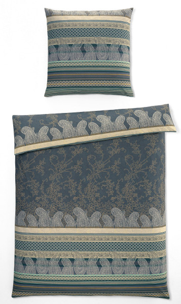Bettwäsche TIZIANO Satin in grau aus Baumwolle