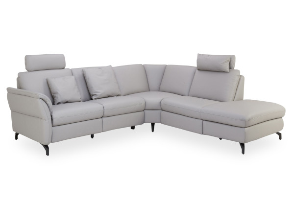 Polsterecke PARMA in light grey aus Leder