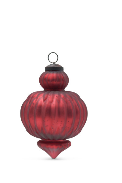 Weihnachtskugel ORNAMENT in DUNKELROT aus Glas