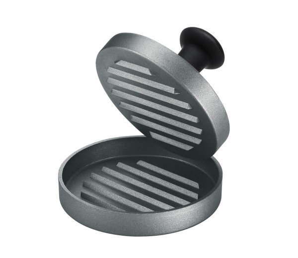 Hamburgerpresse in schwarz aus Aluminium
