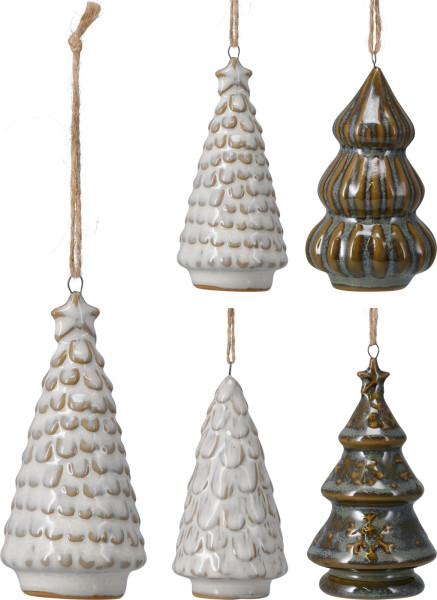 Christbaumschmuck Hänger WEIHNACHTSBAUM in natur aus Porzellan