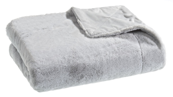 Wohndecke FELLOPTIK in silberfarben aus Polyester
