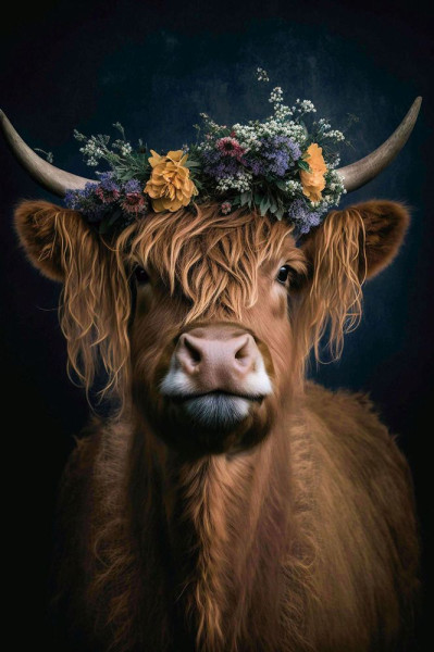 Glasbild FLOWER COW