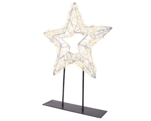 Weihnachtsstern LED auf Ständer in silberfarben aus Metall
