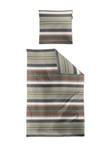 Bettwäsche TOKIO Satin in grau aus Baumwolle