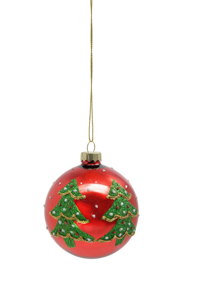 Weihnachtskugel GLITZER in rot aus Glas