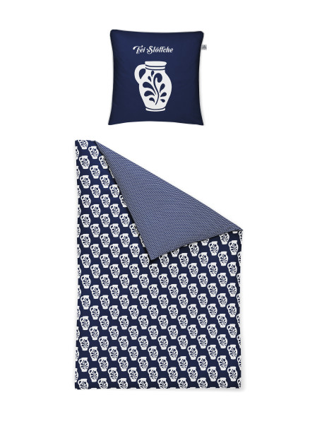 Bettwäsche WAVE Satin in blau aus Baumwolle
