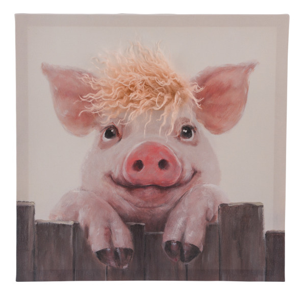 Keilrahmenbild SCHWEIN in mehrfarbig aus Baumwolle